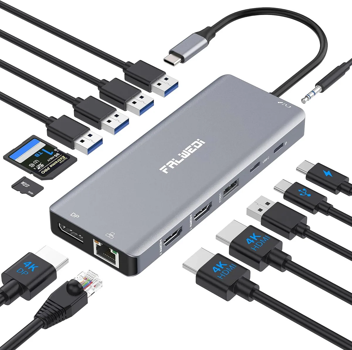 BFKK BFKK 14-in-1 Docking Station 2×HDMI DP Ethernet PD 87W — product photo