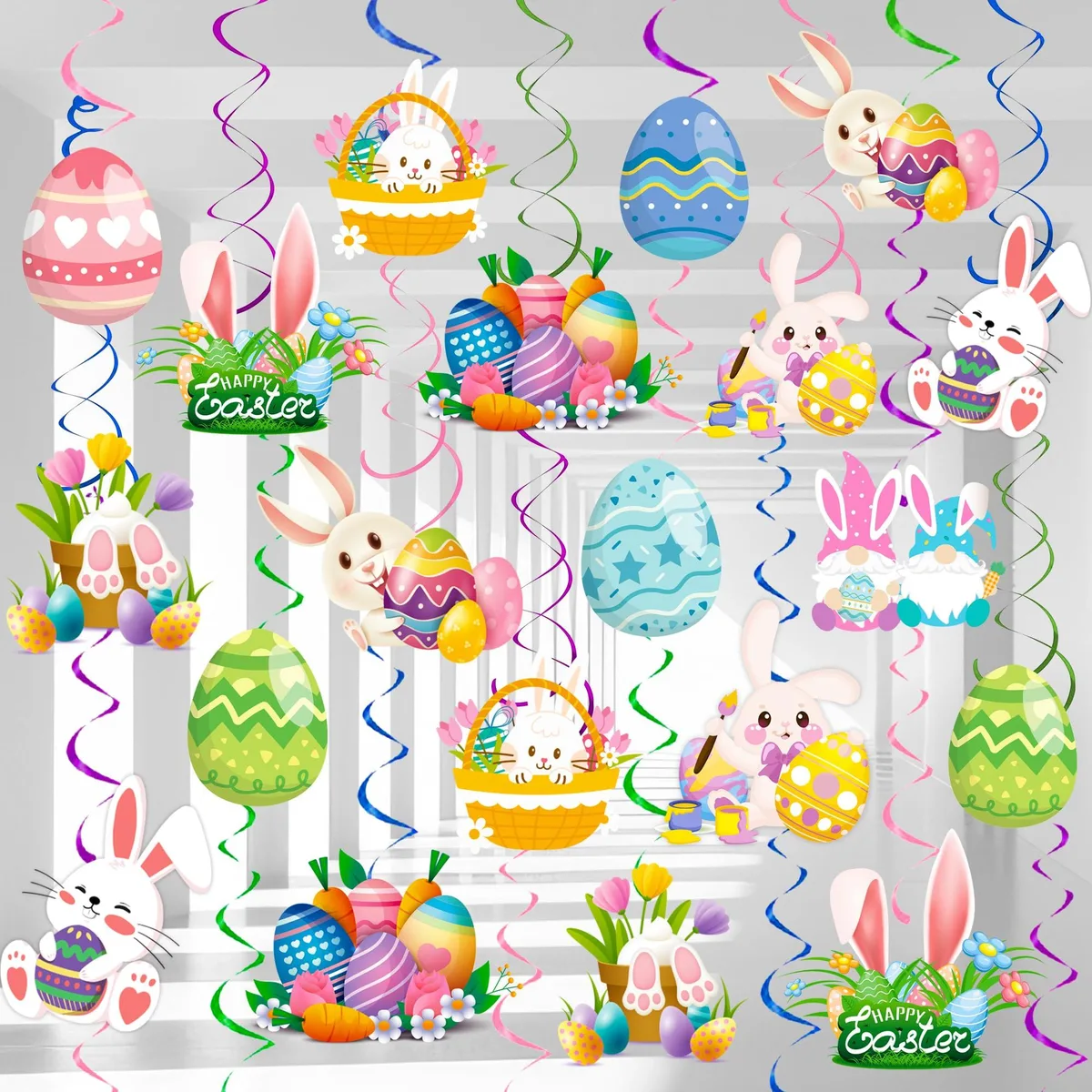 InBoxxarty InBoxxarty 56 Pcs Easter Hanging Swirl Party Supply — product photo