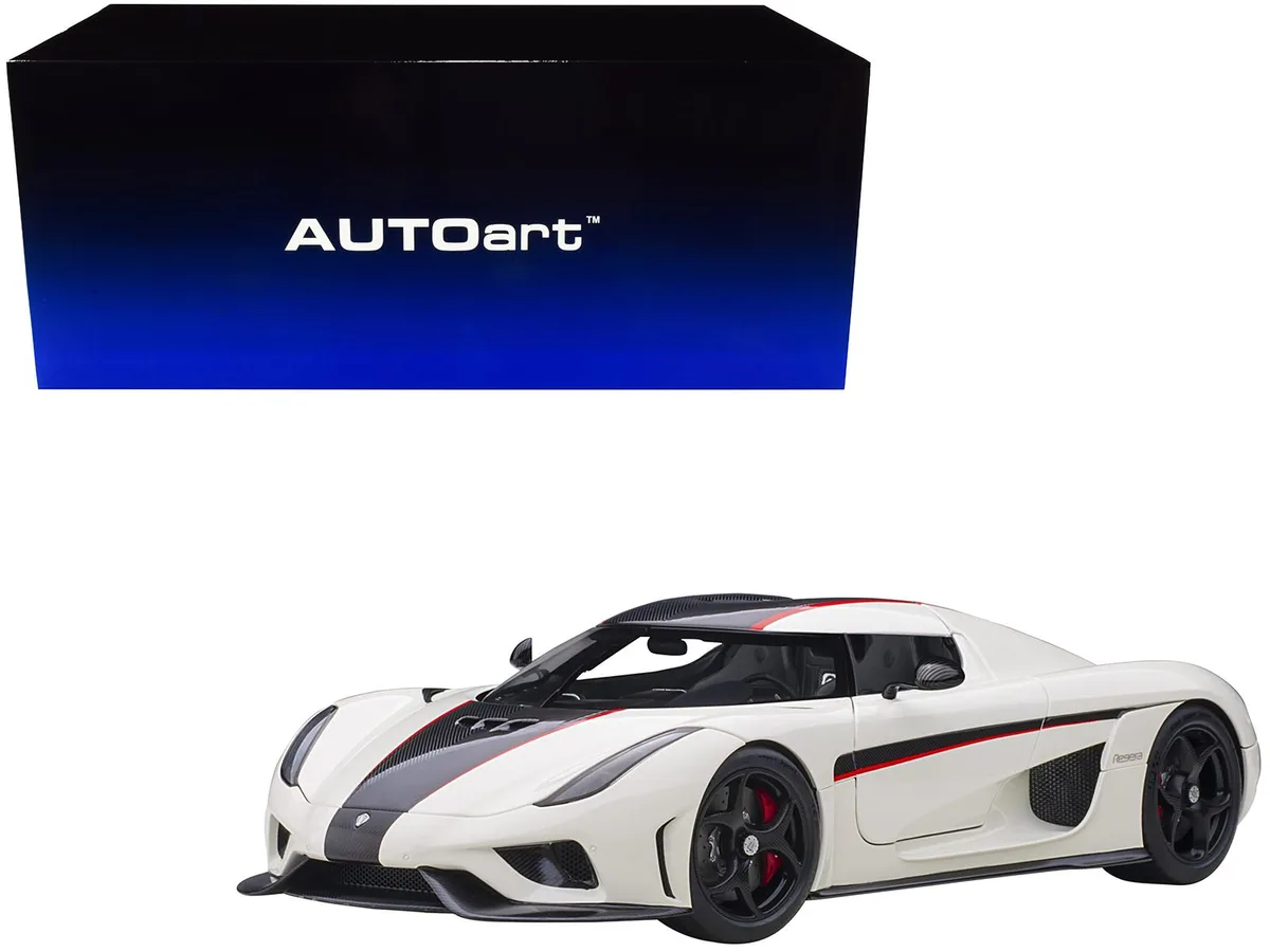 Autoart Autoart Koenigsegg Regera 1/18 White Black Carbon Red Stripes 79027 — product photo