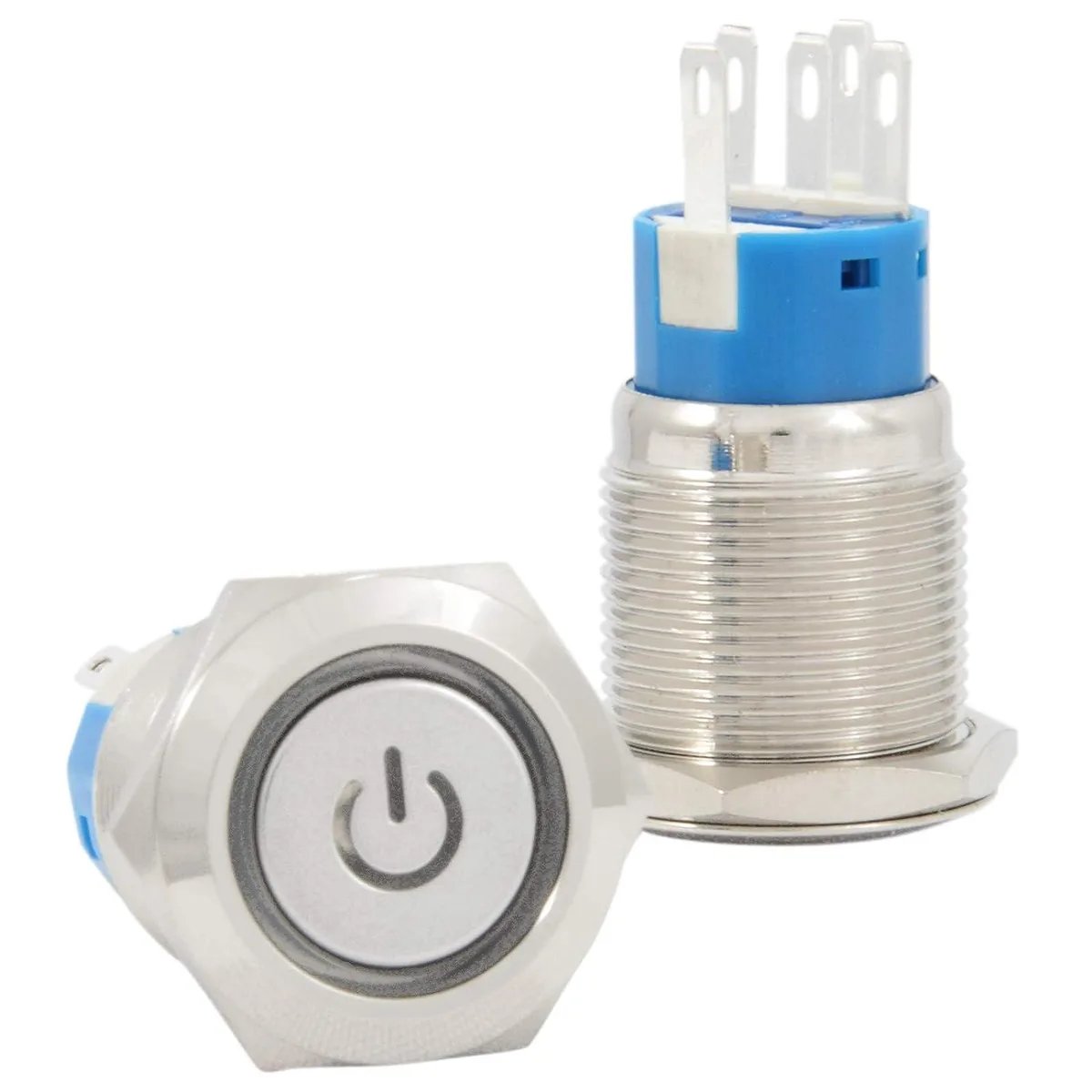 JacobsParts Inc. JacobsParts Inc. LTCH-I4-BLU Momentary Pushbutton Disconnect 19mm IP67 250V 5A Blue LED 12V — product photo