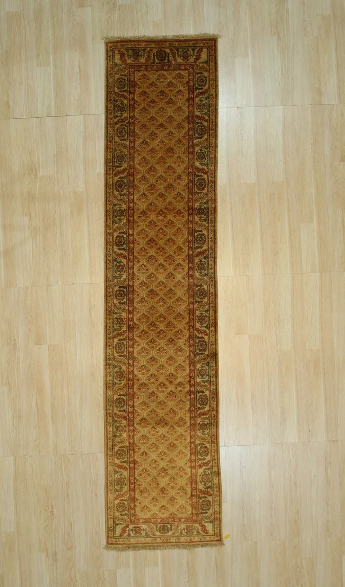 EORC EORC Hand Knotted Wool Brown Traditional Floral Heriz Design Runner 2'9 x 12 — product photo
