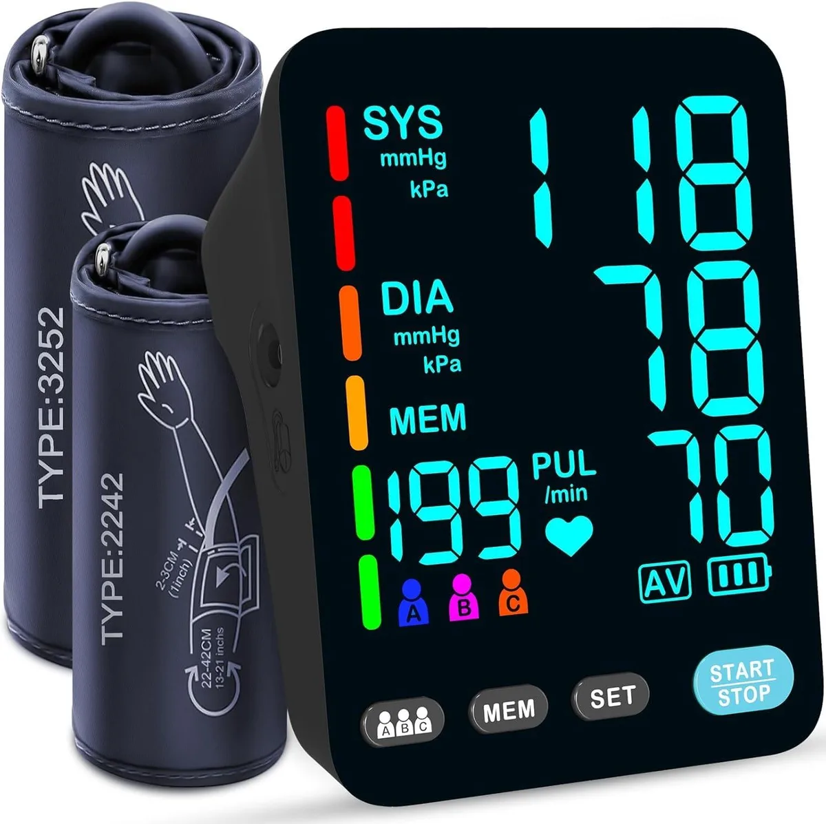  YONLO A02-SE Blood Pressure Monitor 3×199 Memory Black — product photo