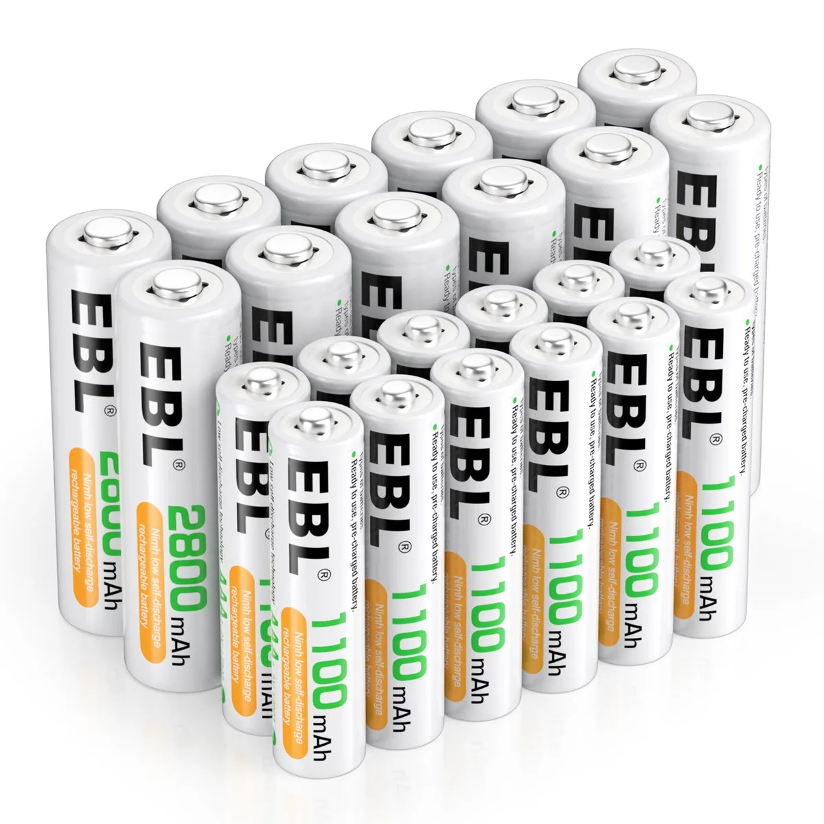 EBL EBL 24-pack AA AAA Ni-MH 2800mAh 1100mAh 1.2V standard batteries — product photo