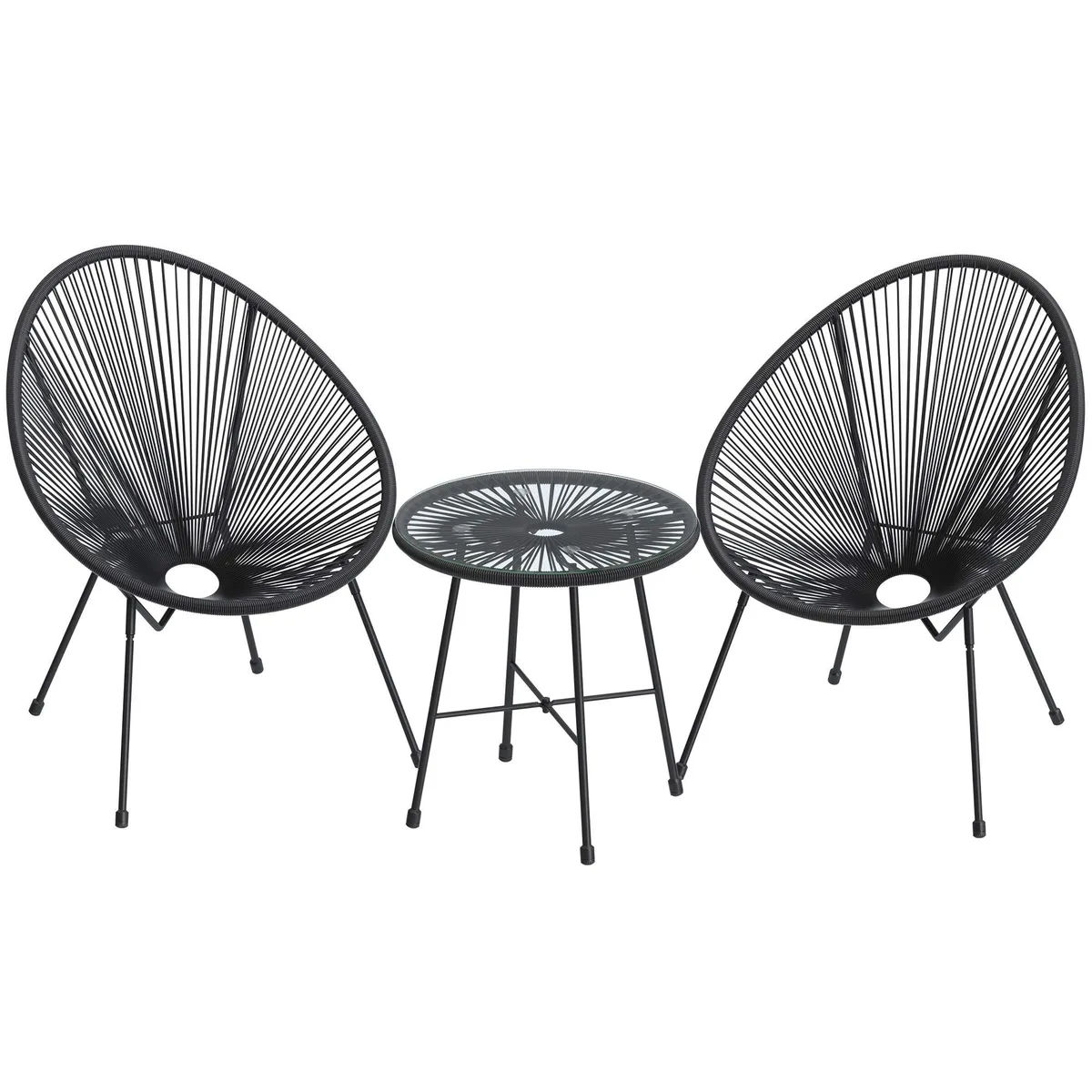  CorLiving UGGF011B01 3-Piece Acapulco Chair Set Ink Black — product photo