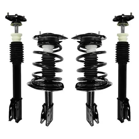 Four silver strut assemblies with black springs and mounts