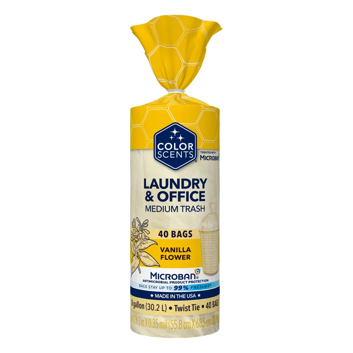  Color Scents 8 Gallon Vanilla Flower Trash Bags 40 Count — product photo