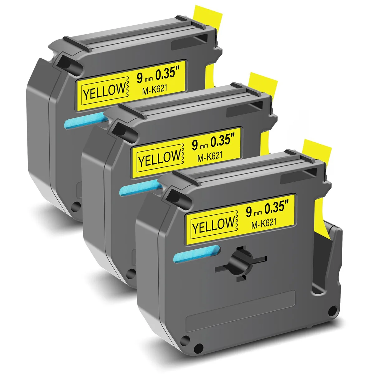 GREENCYCLE GREENCYCLE MK-621 label tape 9mm × 8m black on yellow 3 pack — product photo