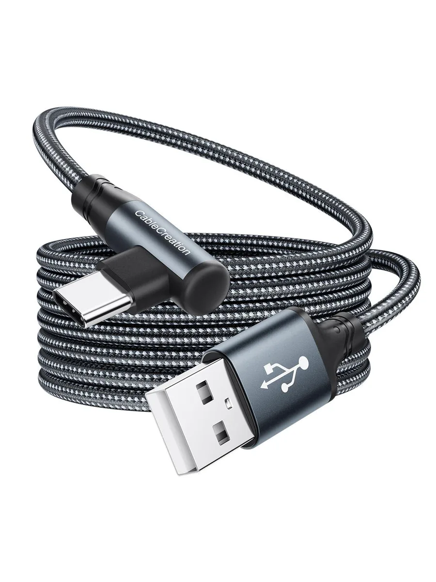 Vszerda Vszerda Right Angle USB C Cable 3.3FT 90 Degree Nylon Braided 3A Grey — product photo