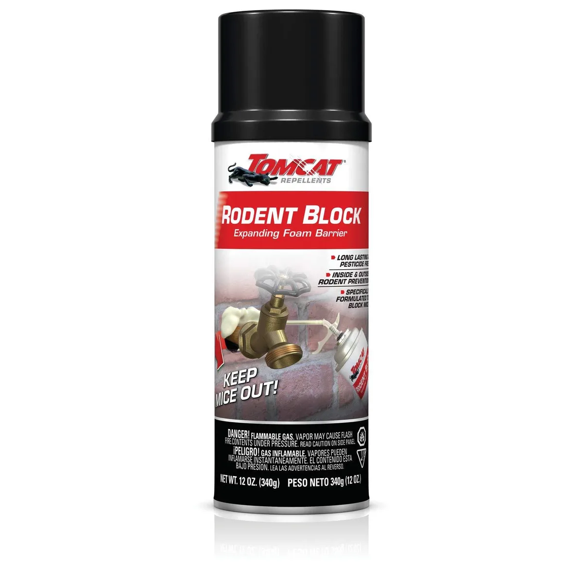 A 12 oz aerosol can with a plastic applicator straw attached