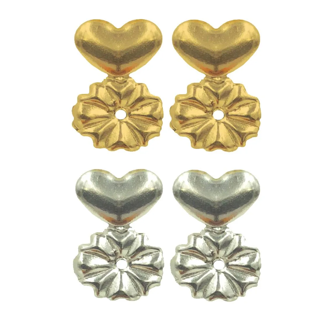 Transparent hypoallergenic earring support backs in gold and silver plating