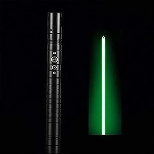 Black frosted metal hilt with green glowing polycarbonate blade
