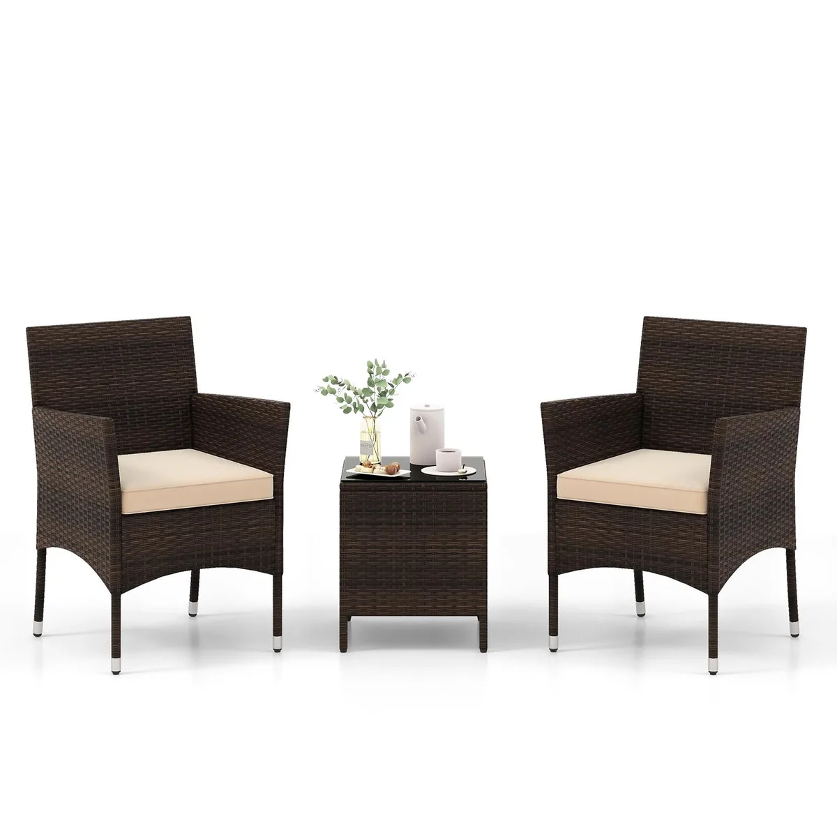 SlickBlue SlickBlue 3-Piece Patio Conversation Set Beige 22.5" Chairs 16" Seat Height — product photo