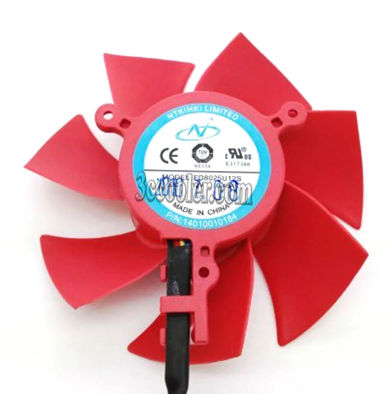 OEM Industries OEM Industries FD8025U12S 75mm 12V .48A 4-pin red frameless fan — product photo
