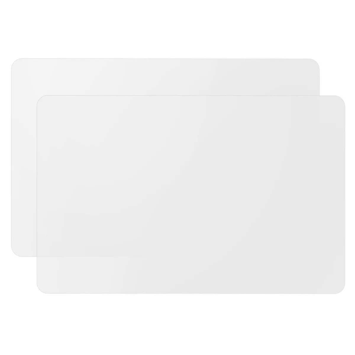 Two white translucent silicone mats 23.62 x 15.75 inches 1.1mm thick
