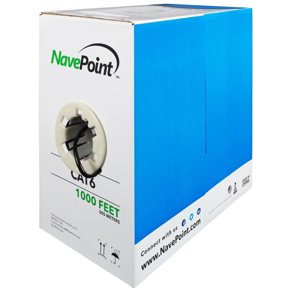 NavePoint NavePoint CAT6 1000FT UTP CCA Solid 23AWG Black Ethernet Cable 2-pack — product photo