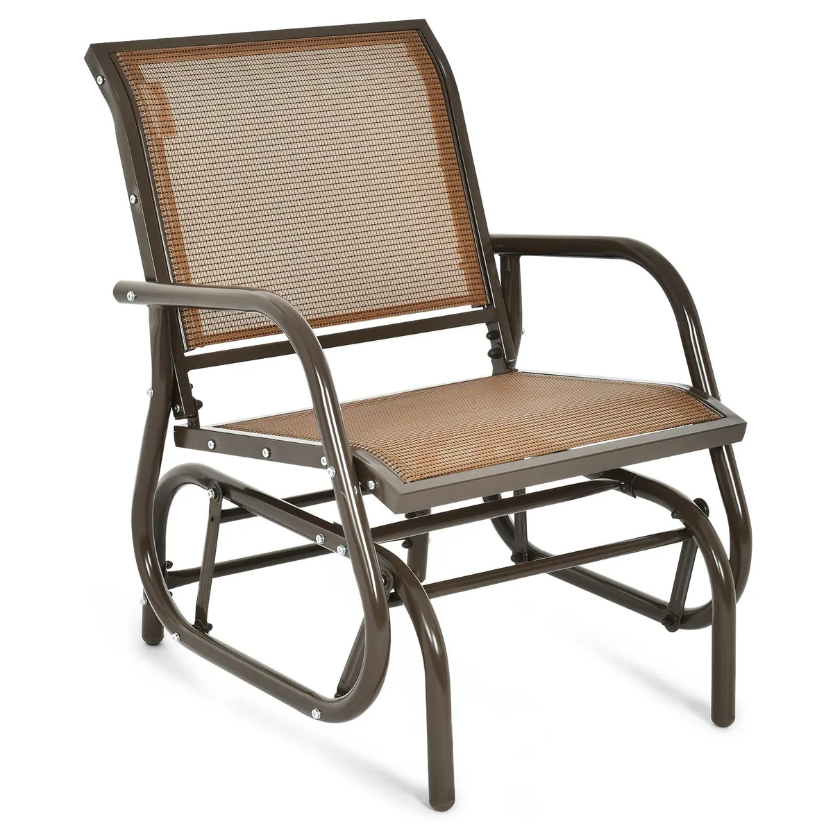 SlickBlue SlickBlue Outdoor Single Swing Glider Rocking Chair with Armrest Brown — product photo