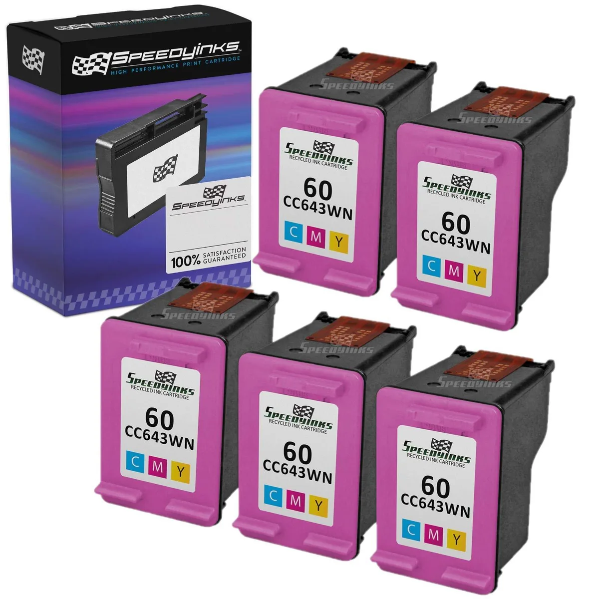 SpeedyInks SpeedyInks HP 60 CC643WN Tri-Color Ink Cartridges (5 Pack) — product photo
