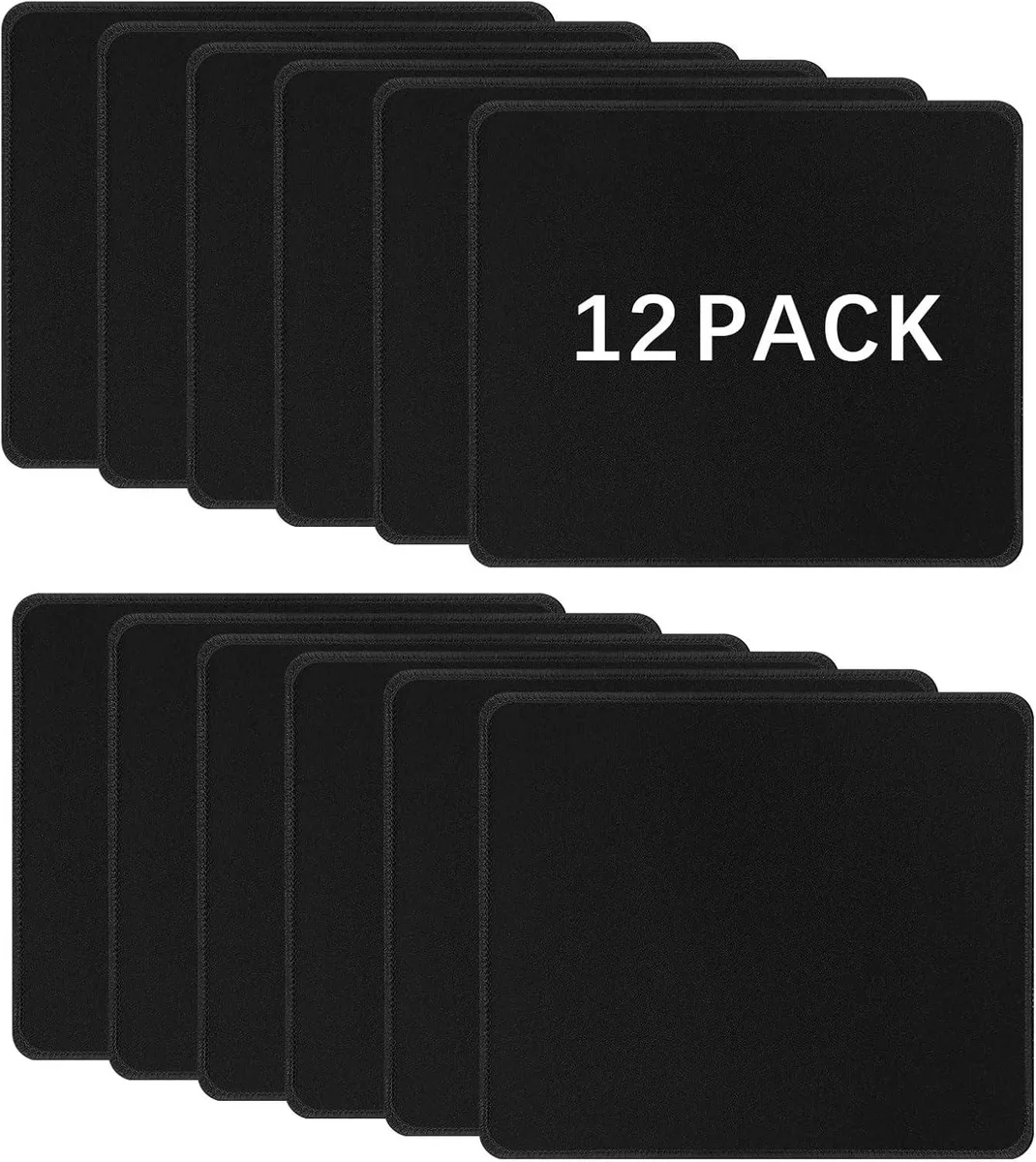 Brainwavz Brainwavz 12 Pack Black Mouse Pad 10.2x8.3in 3mm Stitched Edge — product photo