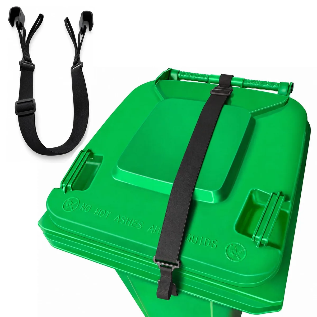  RuruPura Adjustable Double Claw Trash Can Lock Strap 28-96 Gallon Black — product photo