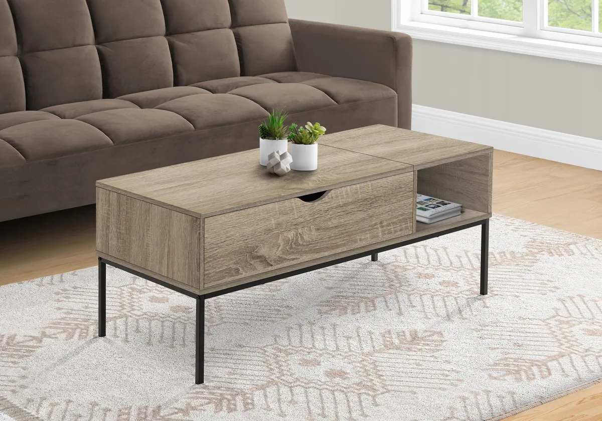 tuphen tuphen 42" Lift-Top Coffee Table Dark Taupe Black Metal — product photo