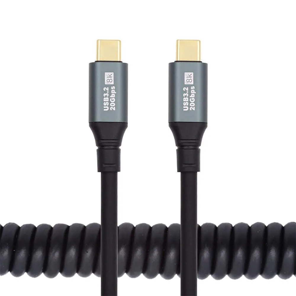 Vszerda Vszerda USB4 Stretch Coiled USB-C Cable Male-Male 20Gbps 100W 8K 1.5m — product photo