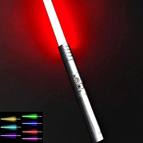 Silver metal hilt, 25 cm long, 30 mm diameter, PVC blade, USB cable included