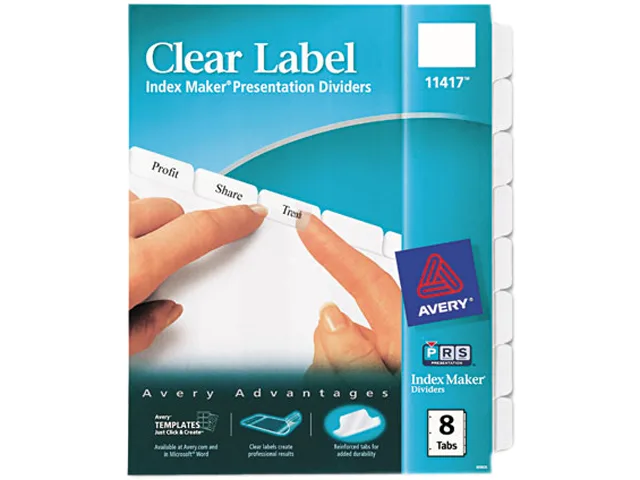 Avery Avery 11417 8-Tab Clear Label Dividers, Letter, White — product photo