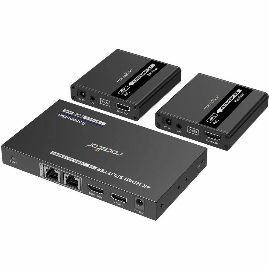 Rocstor TrueReach HDMI splitter with PoC transmitter and receiver units