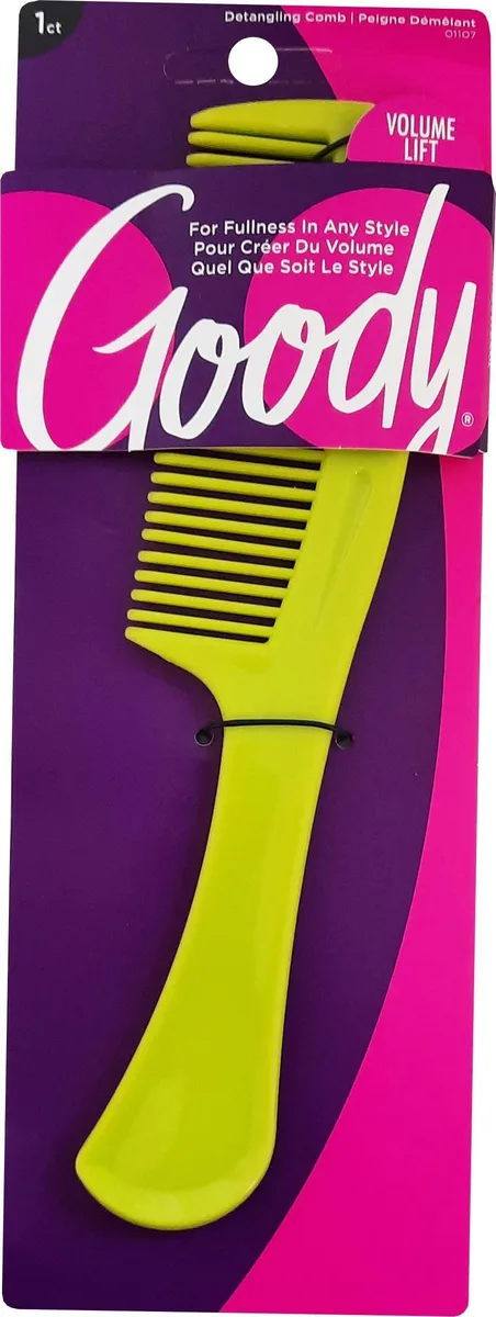Plastic detangling comb with long teeth assorted colours 9.75 x 3.55 x .45 inches
