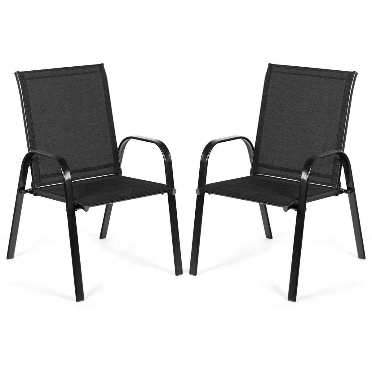 SlickBlue SlickBlue 2 Pcs Patio Dining Chair with Armrest Black 330 lbs — product photo