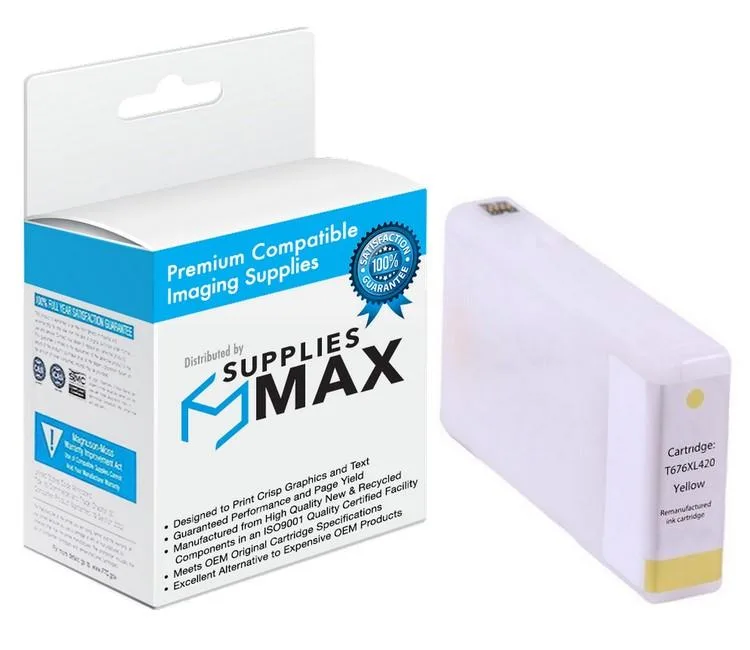 SuppliesMax SuppliesMax T676XL420 Yellow High Yield Ink Cartridge 1200 Pages — product photo