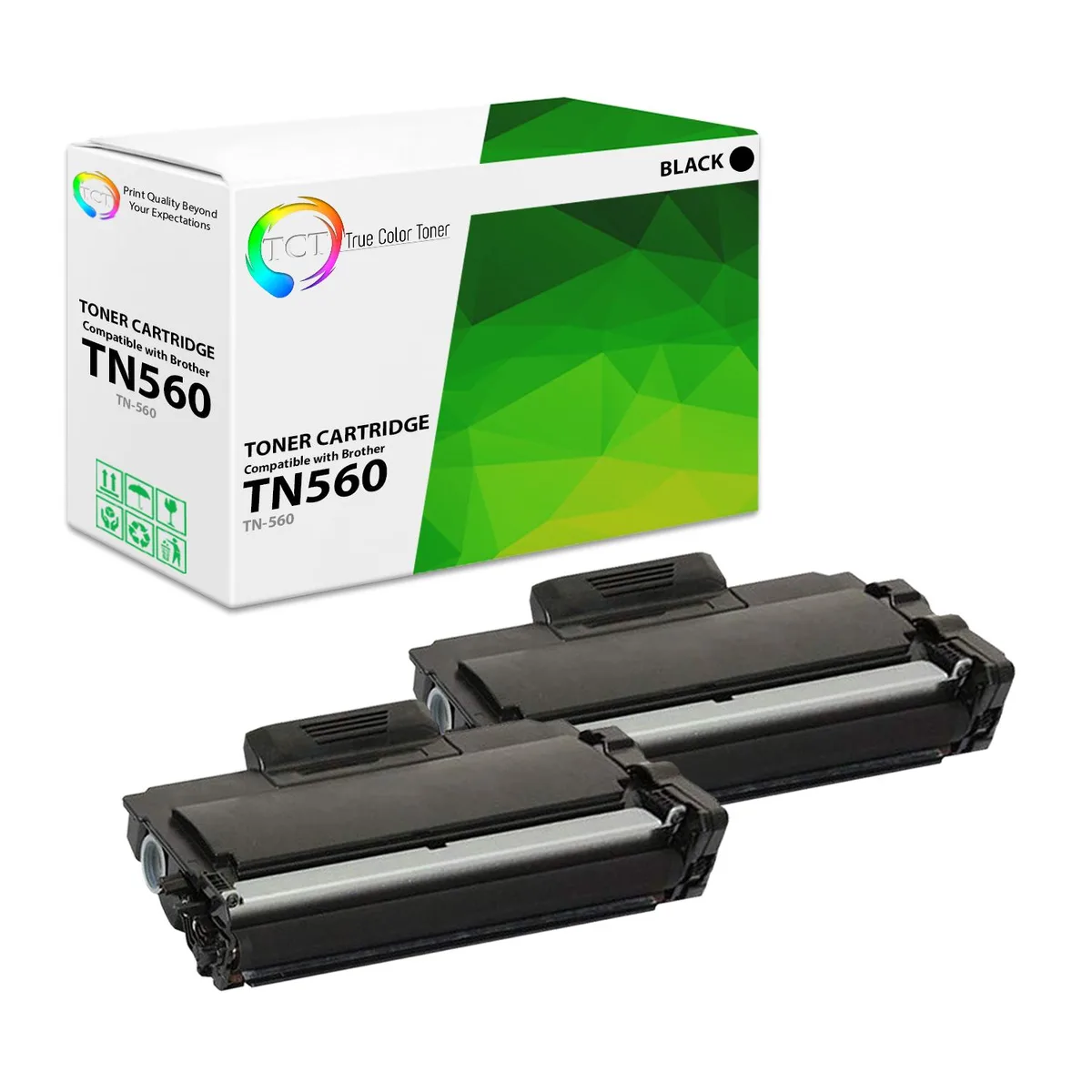 True Color Toner True Color Toner TN560 Black Toner Cartridge 2 Pack 7000 Pages — product photo