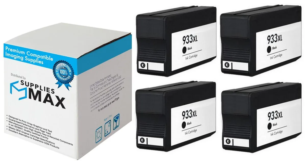 SuppliesMax SuppliesMax 932XL Black Inkjet Cartridge 4 Pack 1000 Pages — product photo
