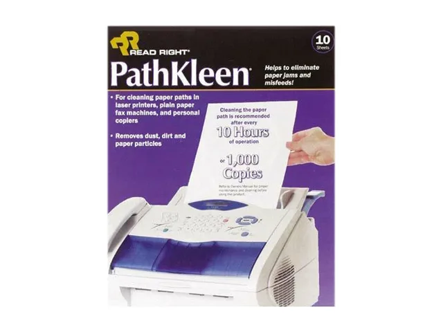 Pack of ten white rectangular cleaning sheets for laser printers and copiers