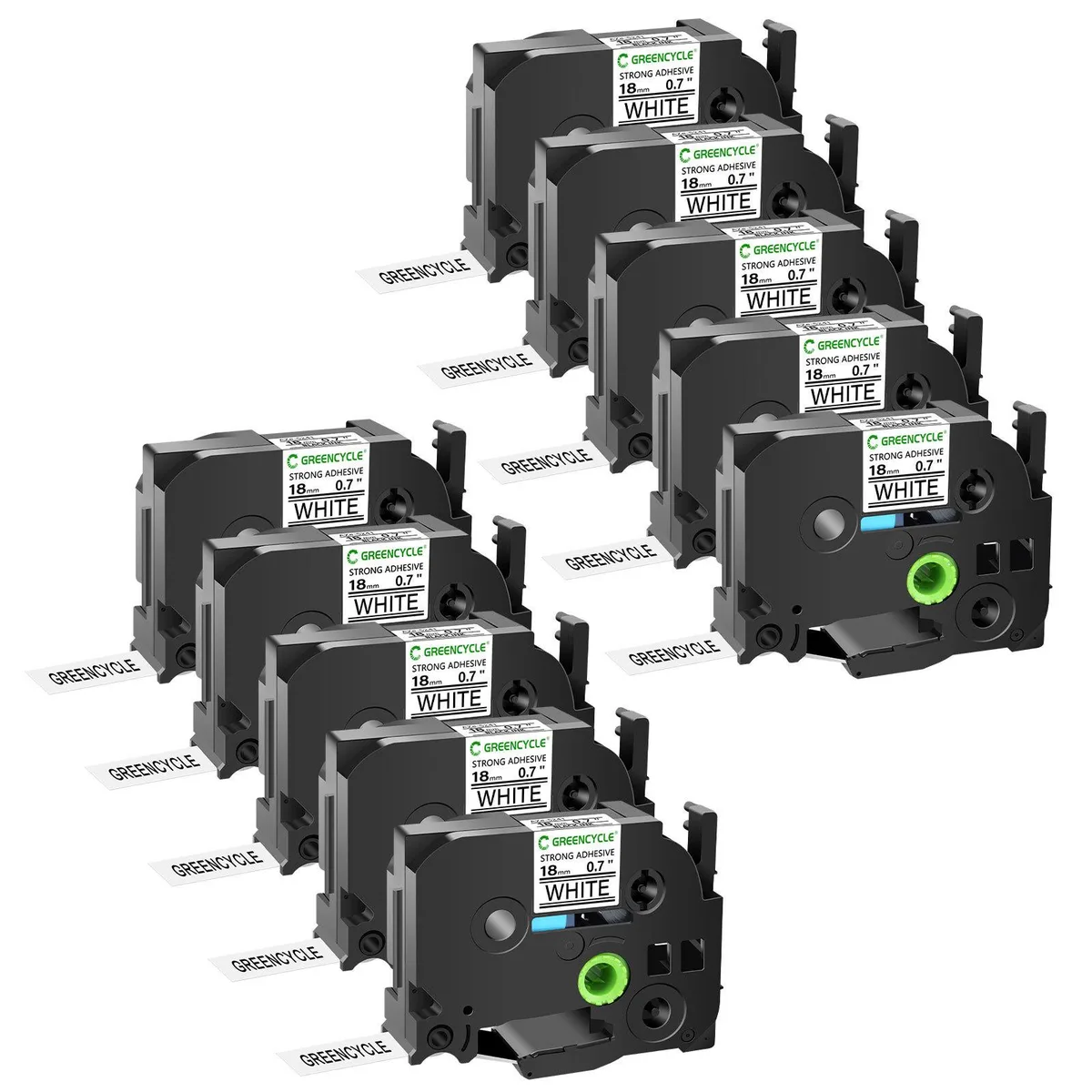 GREENCYCLE GREENCYCLE TZe-S241 18mm 26.2ft Black on White labelmaker tape 10 pack — product photo