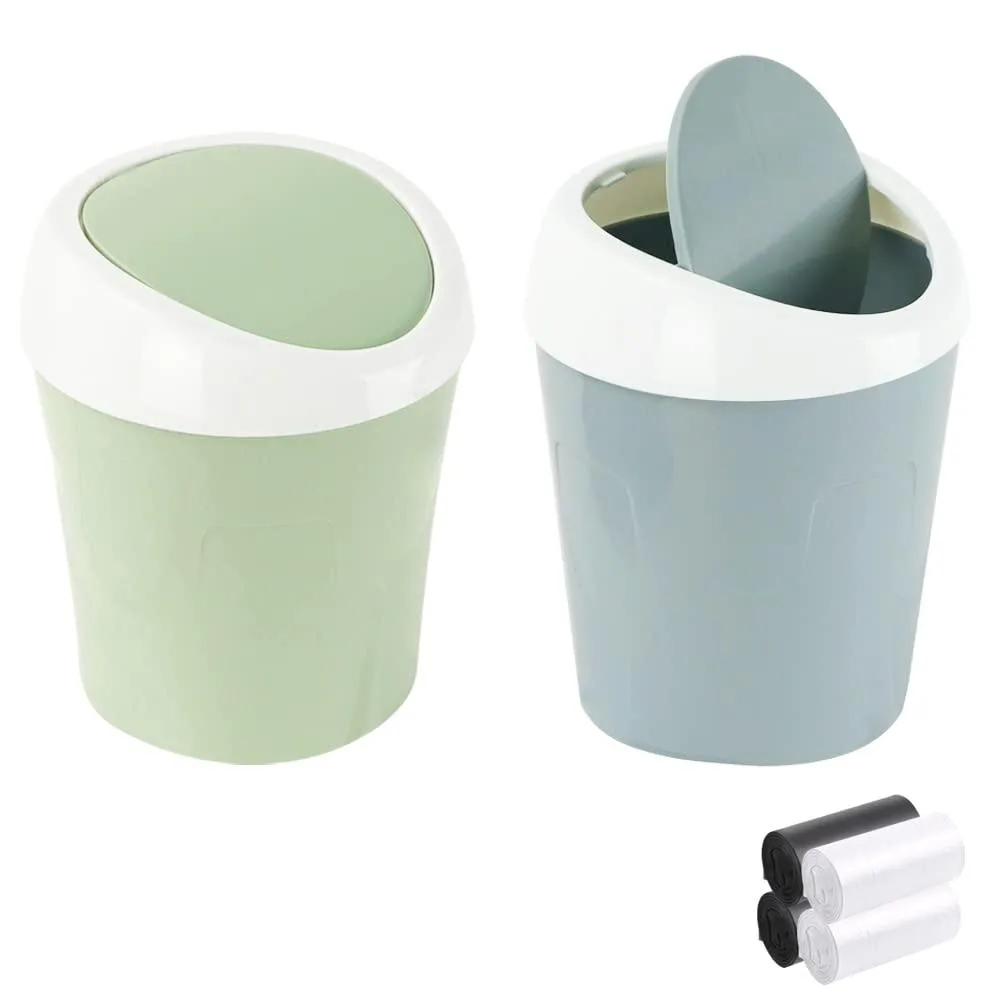  SITAKE newlajitong1011 Mini Trash Can 2 Pcs 120 Bags Blue Green 12x10x17cm — product photo