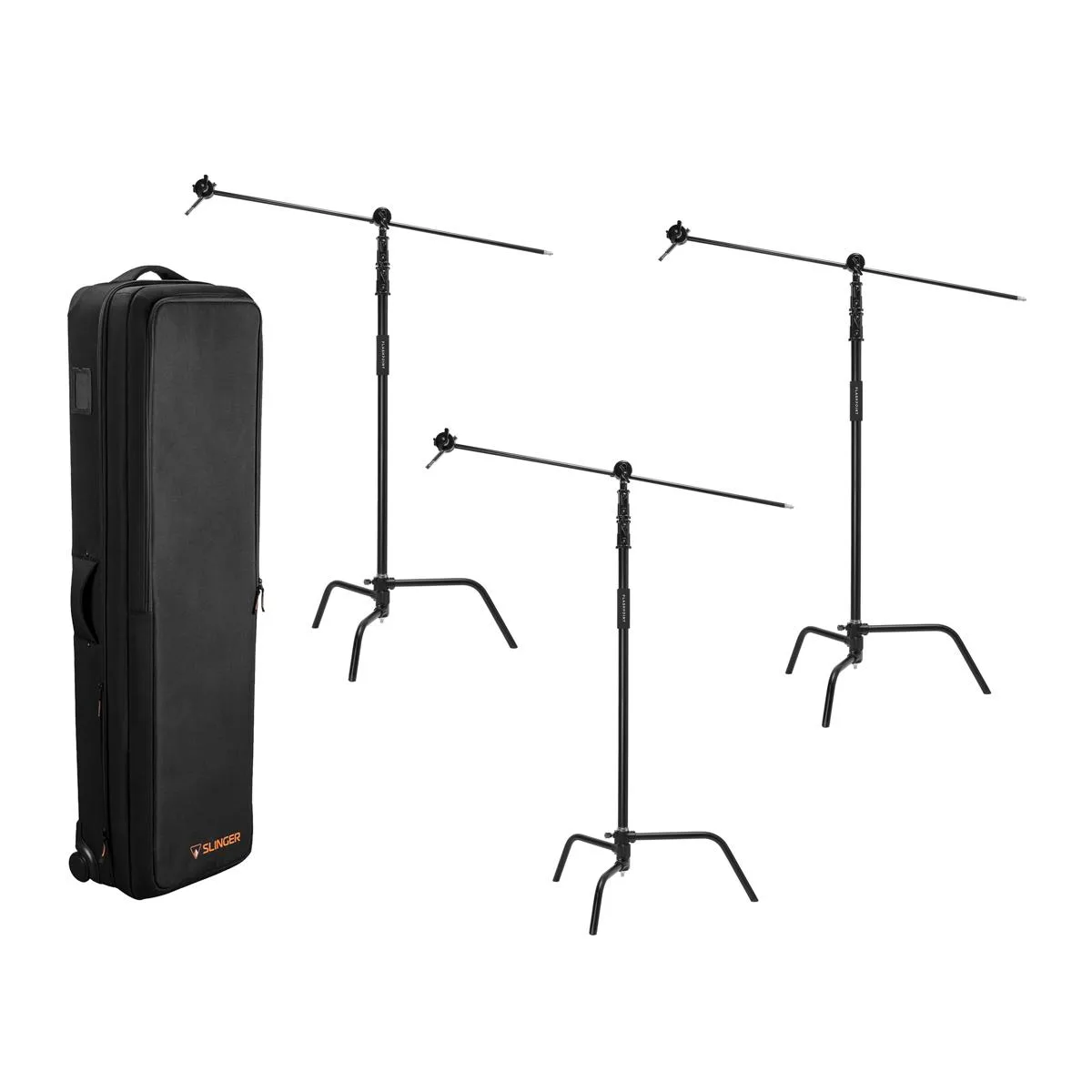 Flashpoint Brand Flashpoint 10' Century C-Stand 3-Pack Black with Slinger L6 Bag — product photo