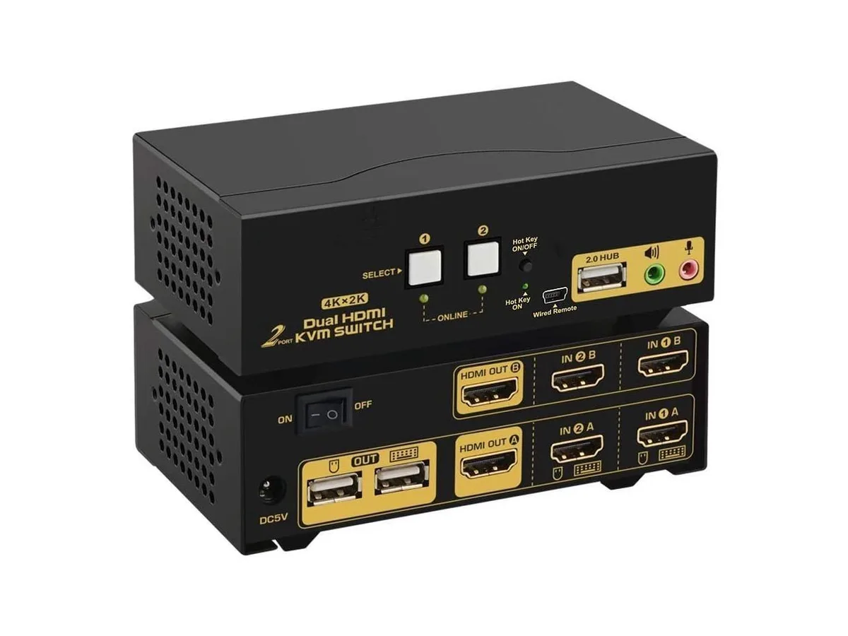 BUCIER BUCIER HDMI KVM Switch 2 Port Dual Monitor 4K 30Hz DEPZOL USB 2.0 Hub — product photo