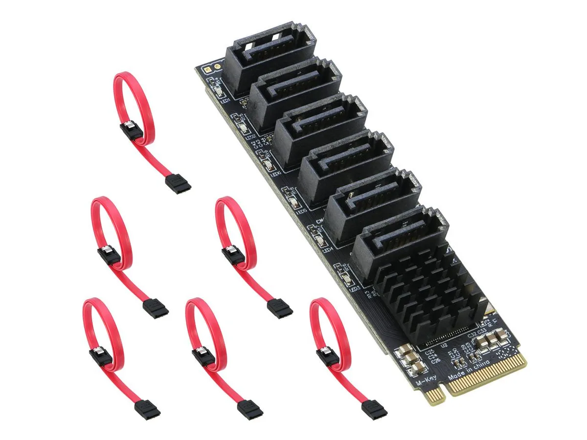 RIITOP RIITOP M.2 NVMe to SATA 3.0 6-Port Adapter Card ASM1166 — product photo