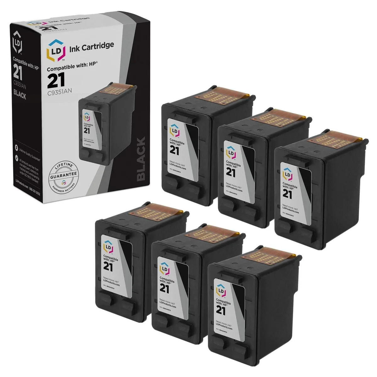 LD Products LD Products HP 21 C9351AN Black Ink Cartridge 6-Pack — product photo