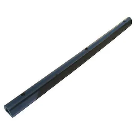Black rubber dock bumper, 36 inches long, rectangular profile, three mounting holes