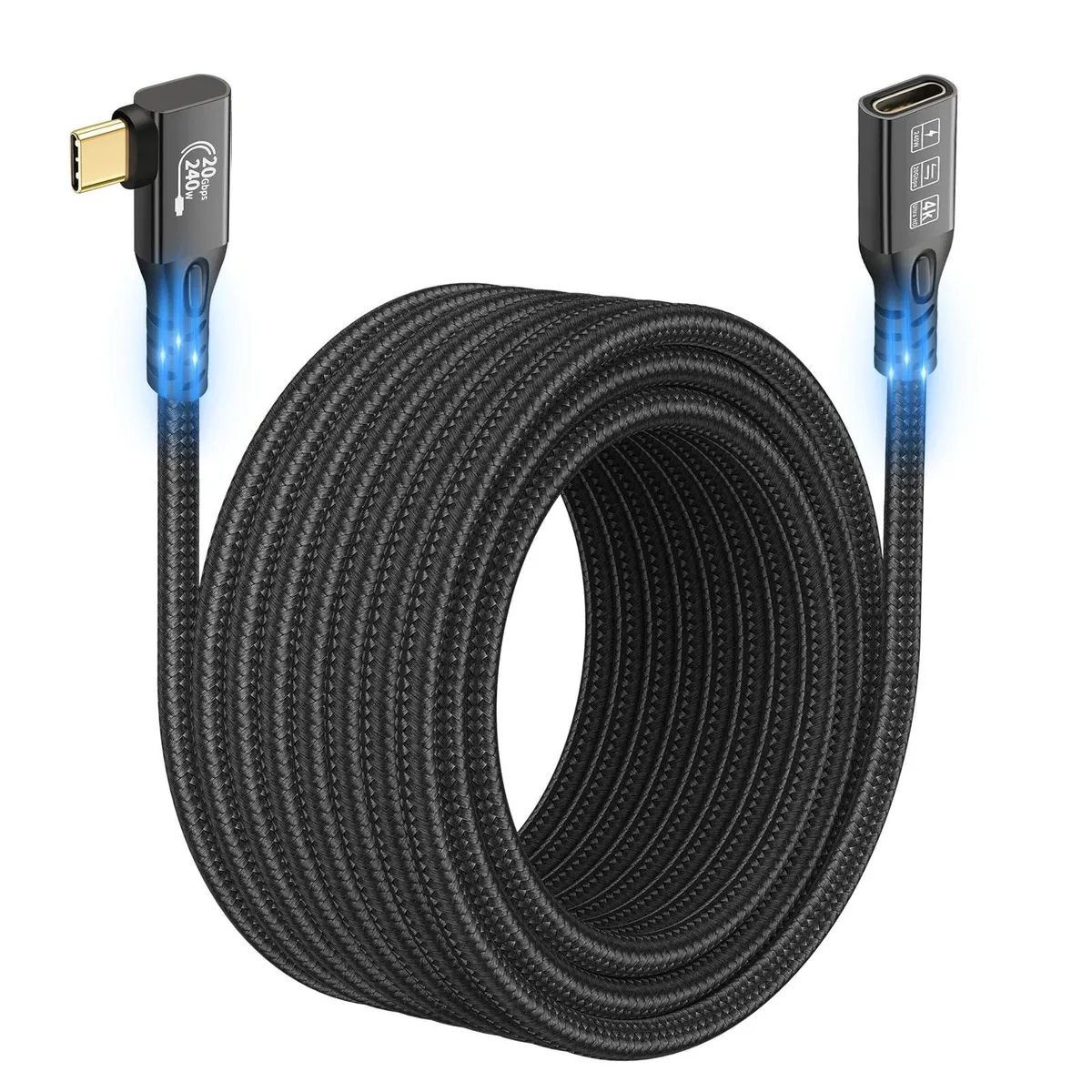 Vszerda Vszerda 90 Degree USB C 3.2 Extension Cable 20Gbps 240W 4K@60Hz 200cm — product photo