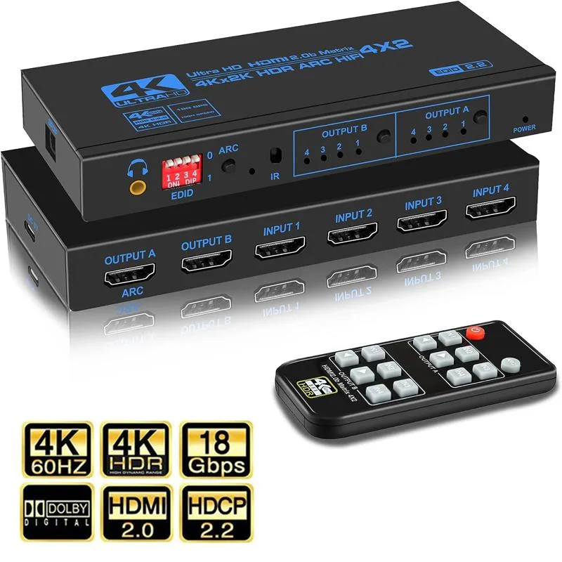 Jansicotek Jansicotek 4K@60Hz 4x2 HDMI Matrix Switch OZJ2-1 audio — product photo
