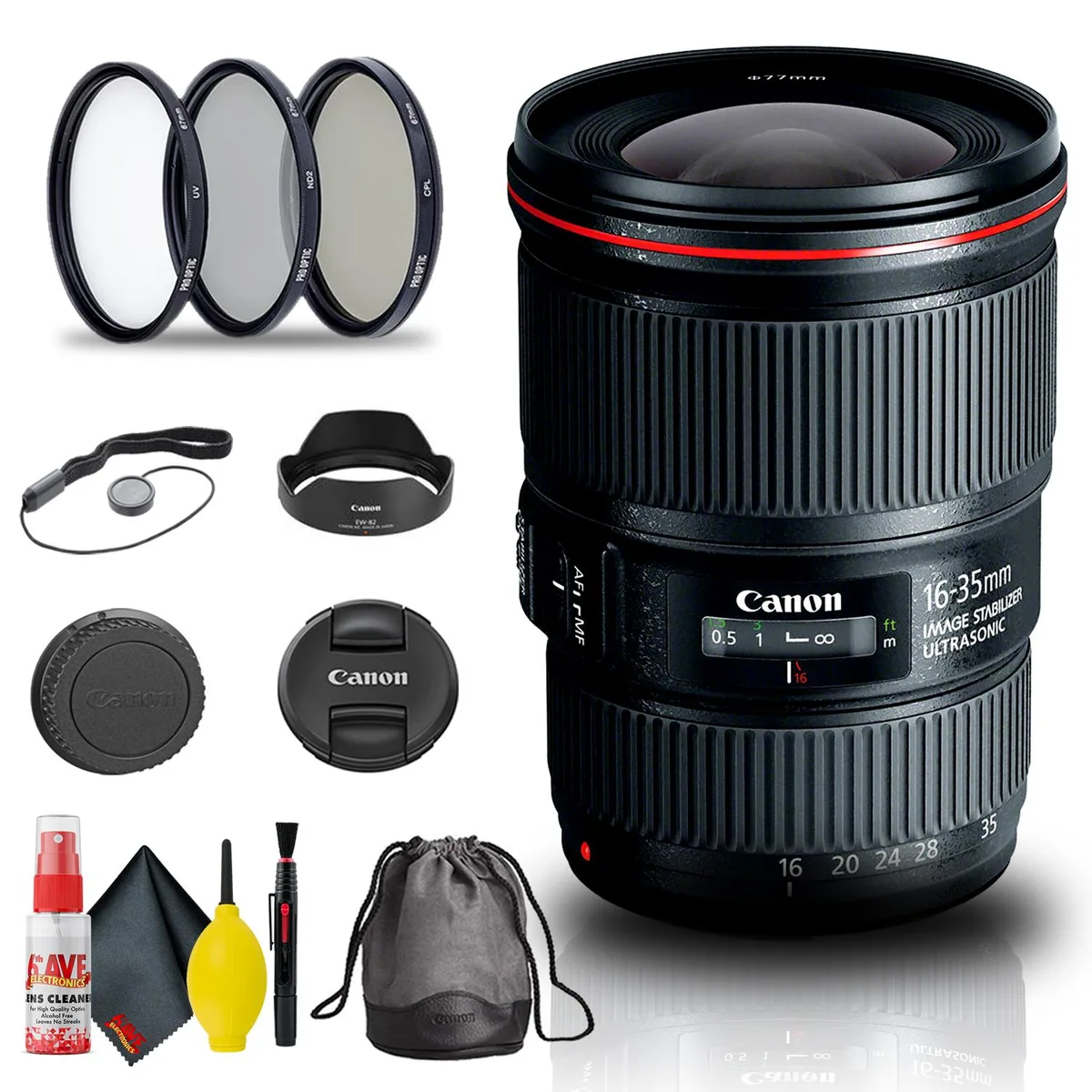 Canon Canon EF 16-35mm f/4L IS USM Lens 9518B002 + Filter Kit + Cap Keeper + Cleaning Kit — product photo