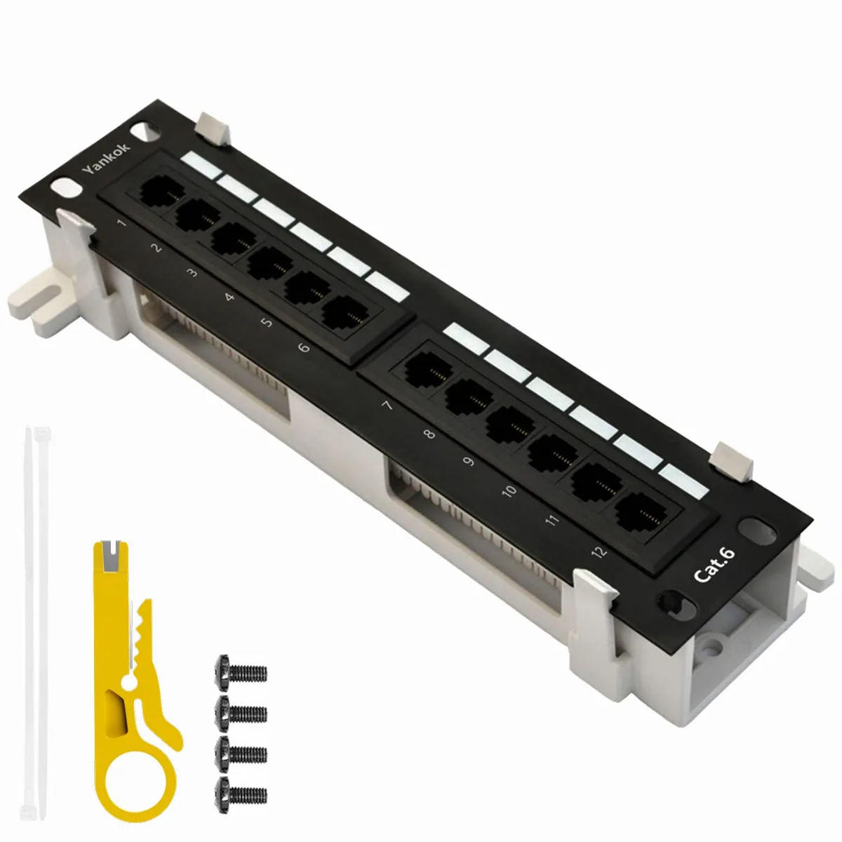 Yankok Yankok CAT6 12 Port Patch Panel with Bracket and Mini Punch Down Tool — product photo