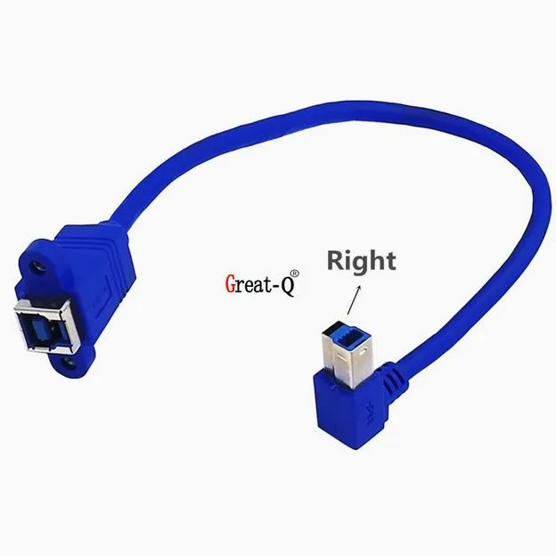 Enfain Enfain USB 3.0 B male to B female right-angle cable 30cm blue — product photo