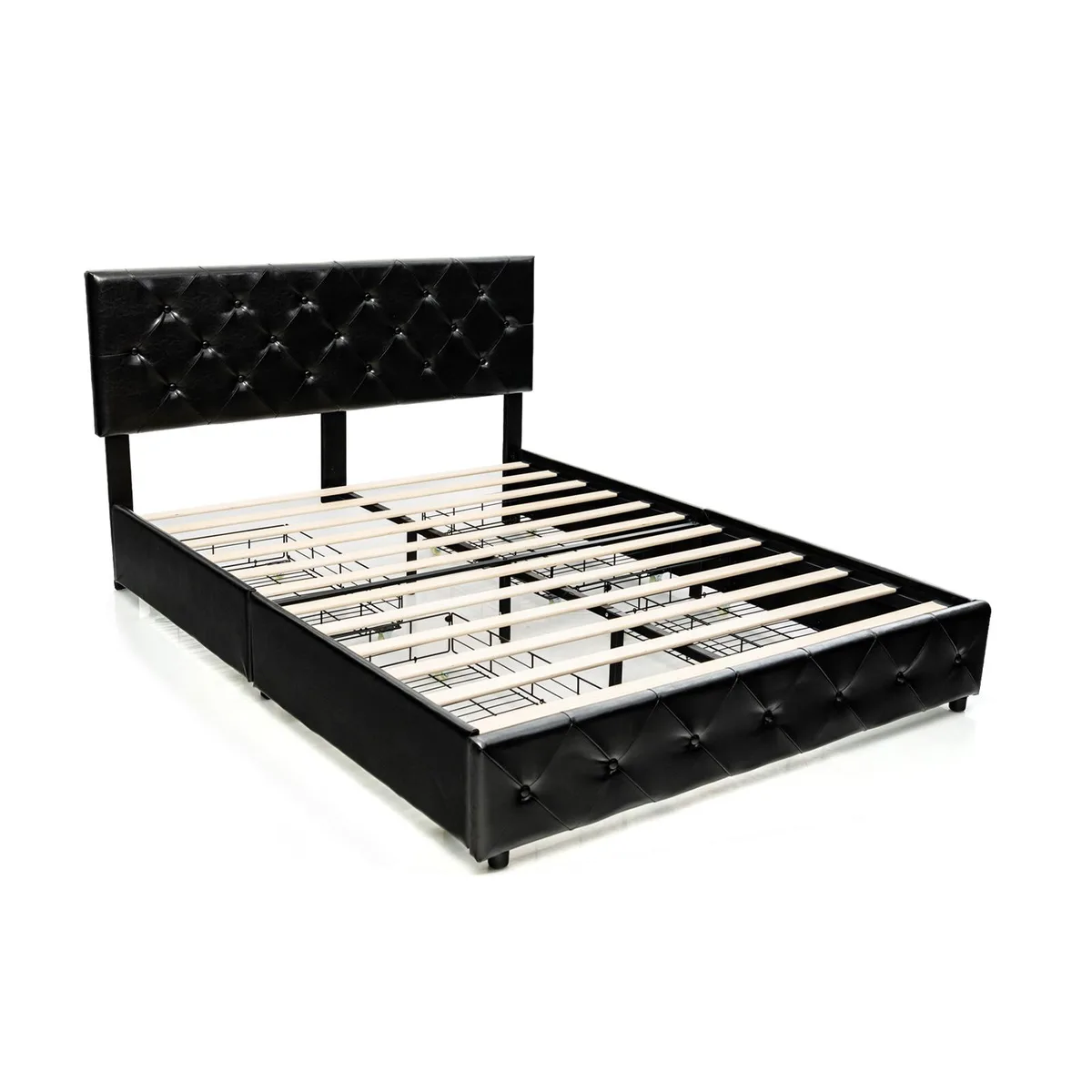 SlickBlue SlickBlue Full PU Leather Platform Bed 4 Drawers Black 78x59x41-44in 660lb — product photo