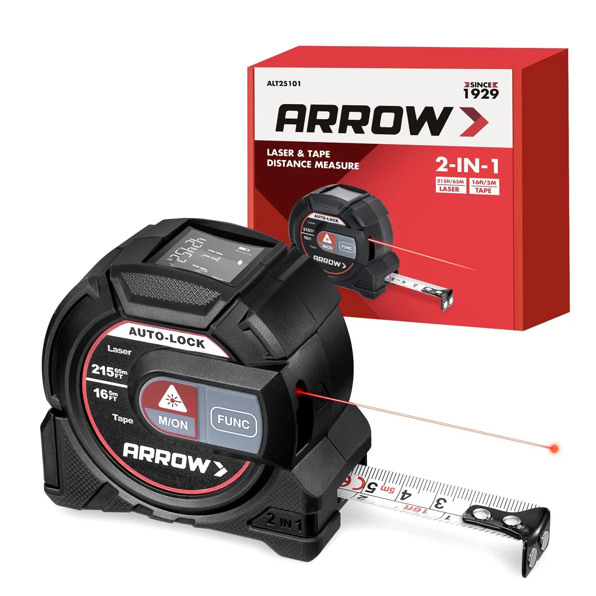 2-in-1 Laser Tape Measure 215Ft/65m 16Ft Magnetic — product photo