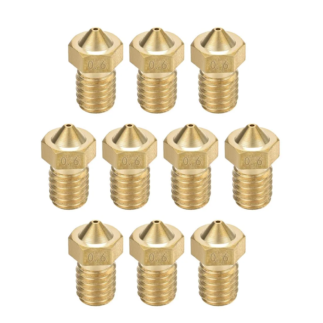 Unique-Bargains Unique-Bargains Brass V6 Nozzle 0.6mm 10pcs M6 1.75mm Filament — product photo