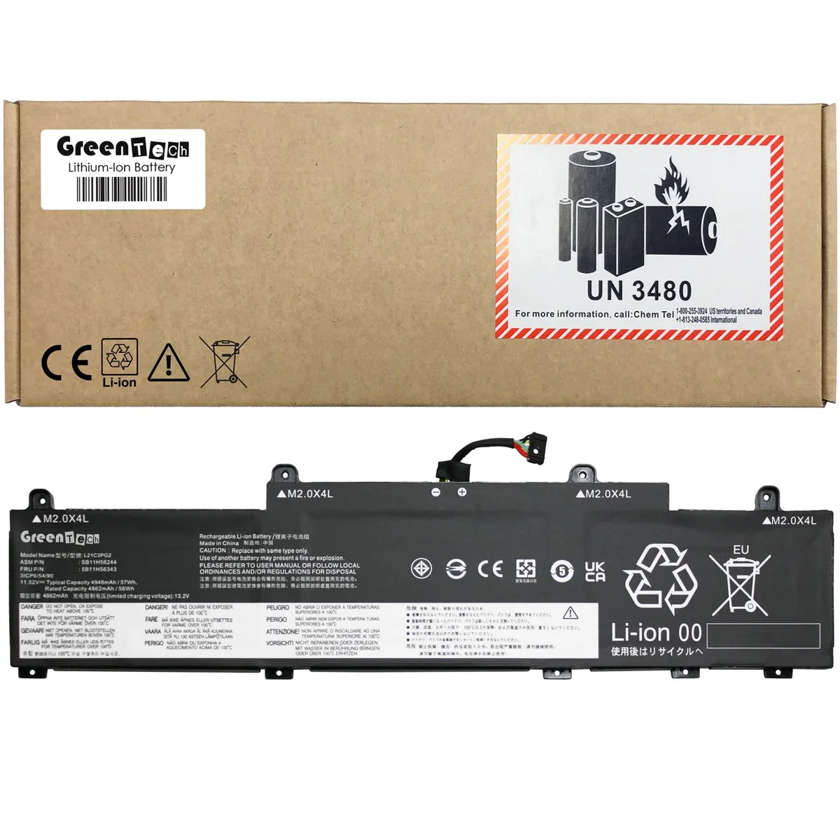 GreenTechLLC GreenTechLLC L22D3P70 57Wh laptop battery for ThinkPad L14 L15 Gen 4 — product photo